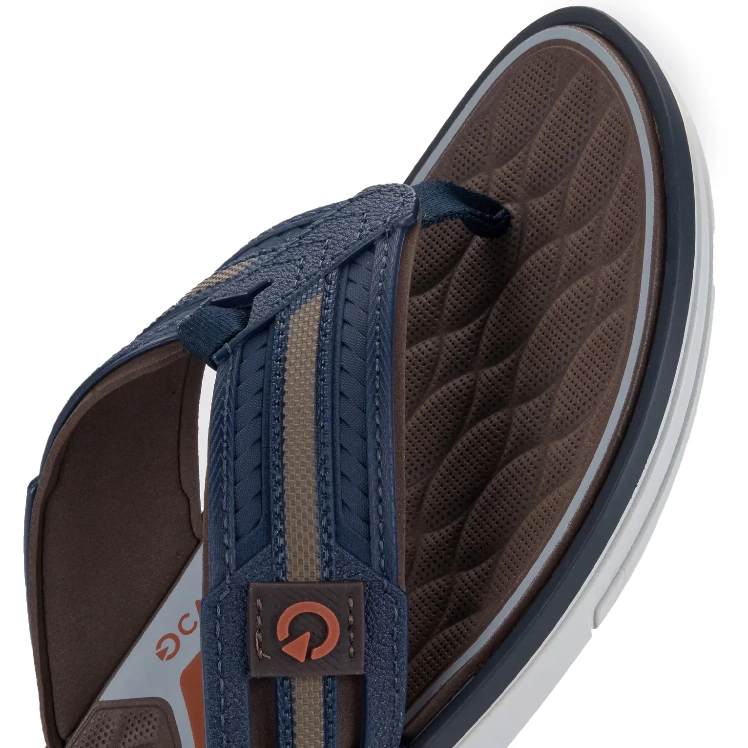 Vista superior do chinelo masculino Grendene azul com palmilha texturizada e solado antiderrapante